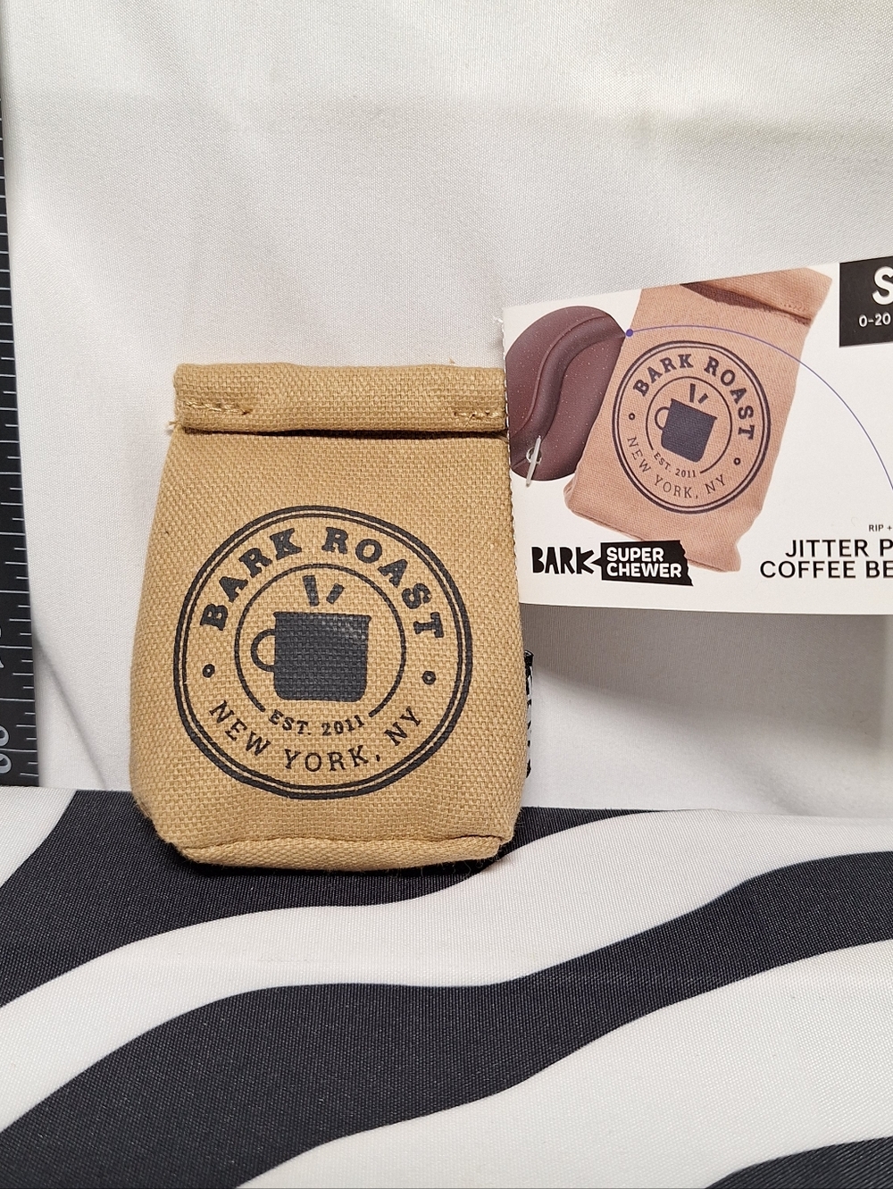 NWT Bark Super Chewer Jitter Pug Coffee Bean Dog Toy S